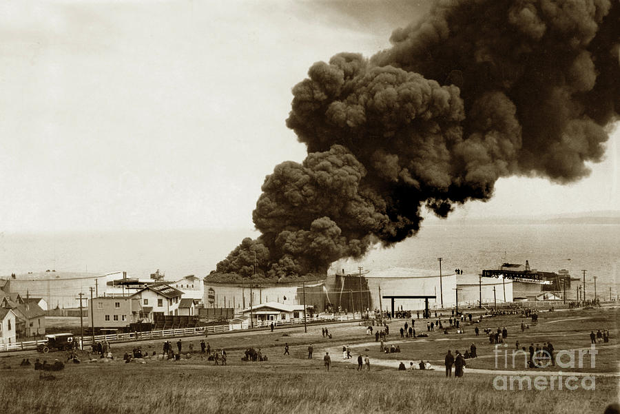 Fire Photograph - The Associated Oil Co. fire  Sept. 14, 1924 by Monterey County Historical Society