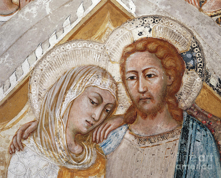 The Assumption of the Virgin, detail, 14th century Painting by Sienese School