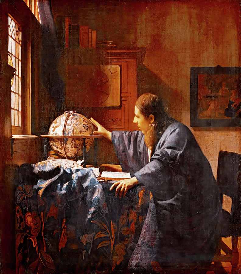 The Astronomer by Johannes Vermeer - digital enhancement Digital Art by Nicko Prints
