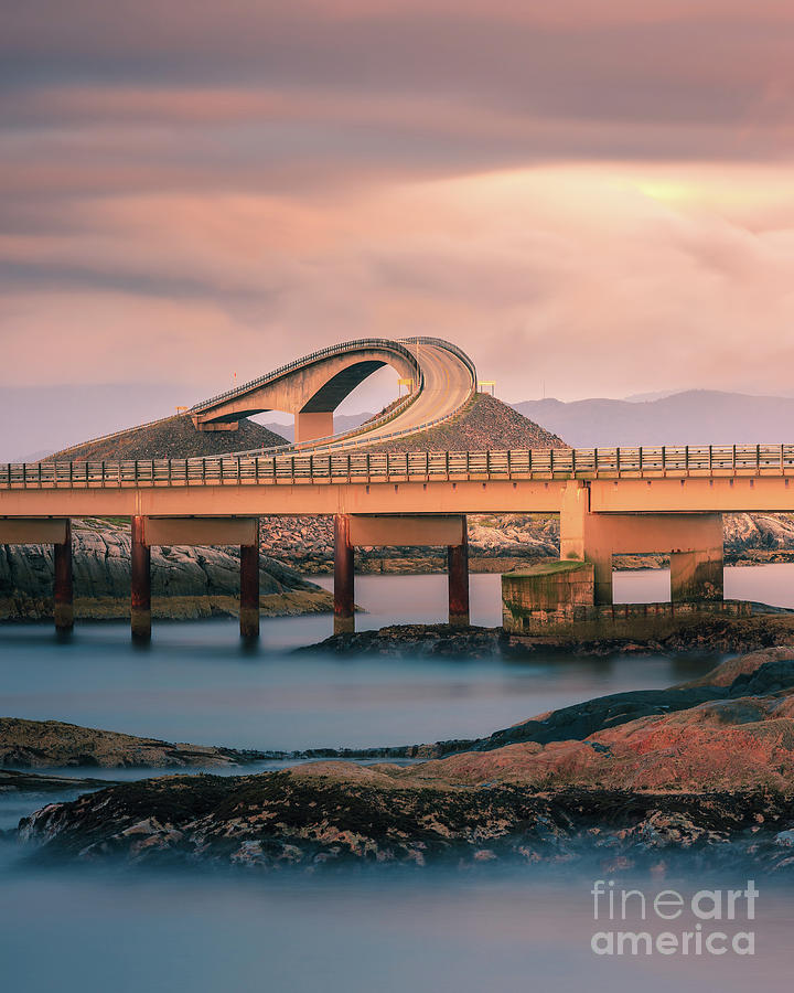 The Atlantic Ocean Road at sunset, Norway Photograph by Henk Meijer Photography