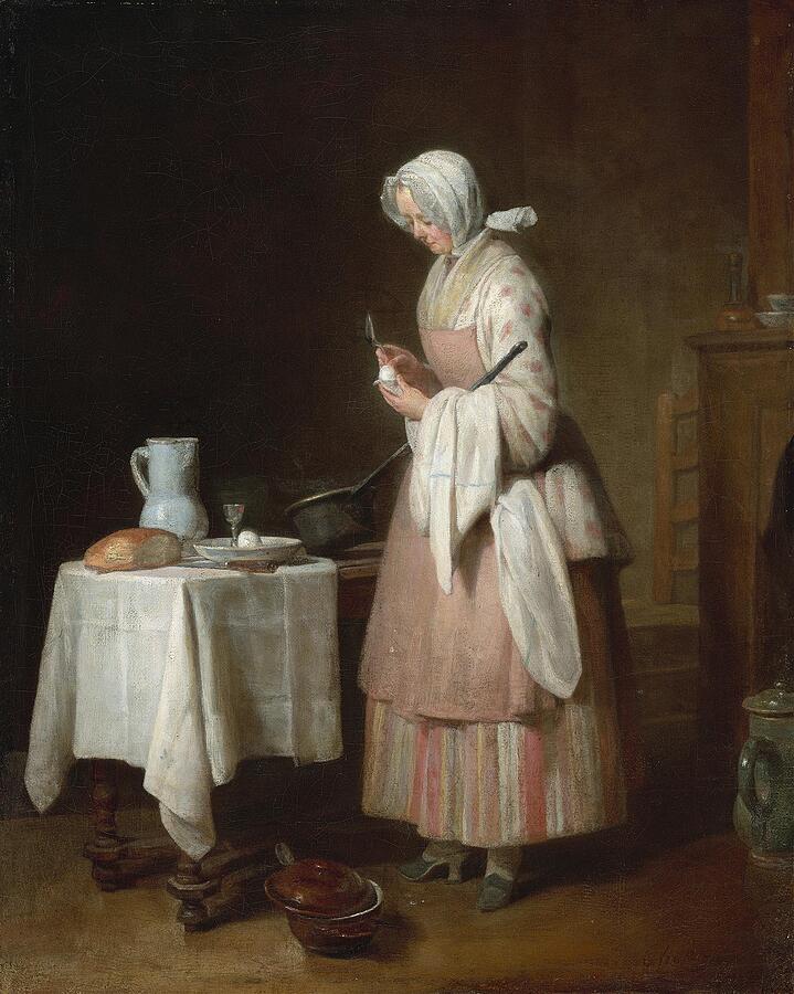 The Attentive Nurse Painting by Jean Baptiste Simeon Chardin French ...