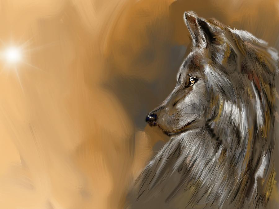 The attentive wolf Digital Art by Darren Cannell