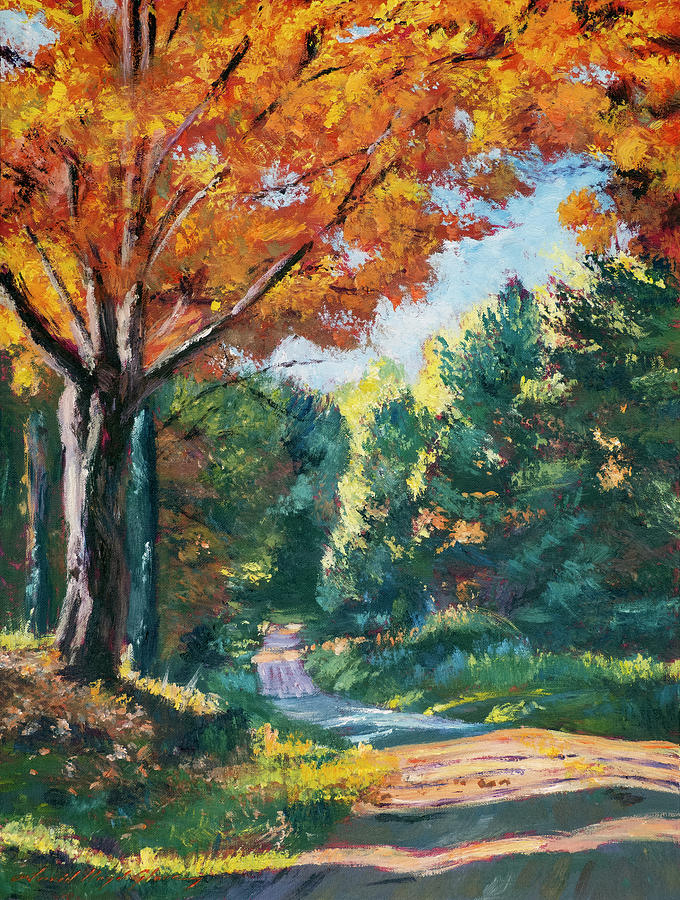 The Autumn Country Lane Painting by David Lloyd Glover