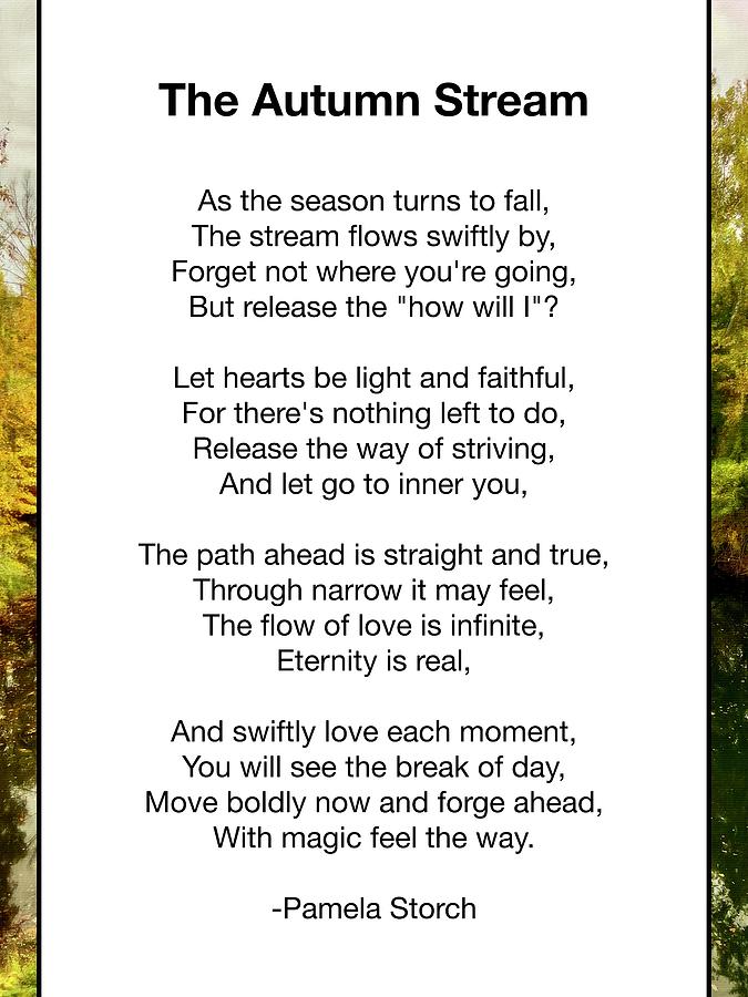 Fall Digital Art - The Autumn Stream Poem by Pamela Storch