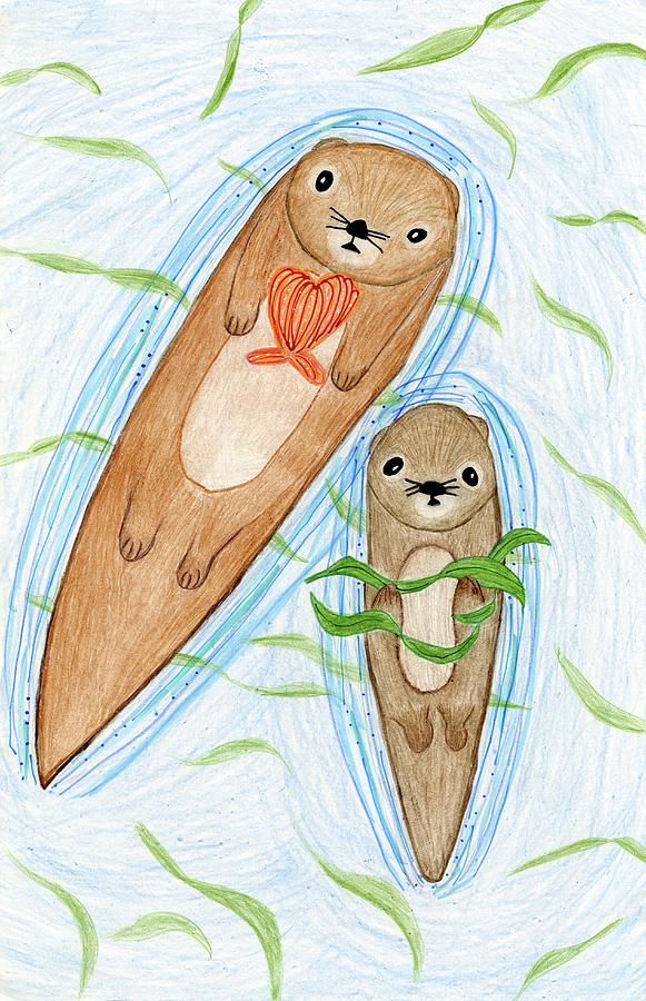 Otter Drawing - The Awesome Clever Sea Otters by Cassidy Cheng 2nd grade by California Coastal Commission