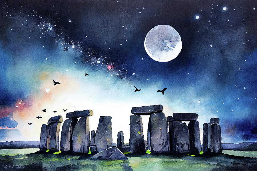 Prehistoric Mixed Media - The Awesome Mystery Of Stonehenge by Mark E Tisdale