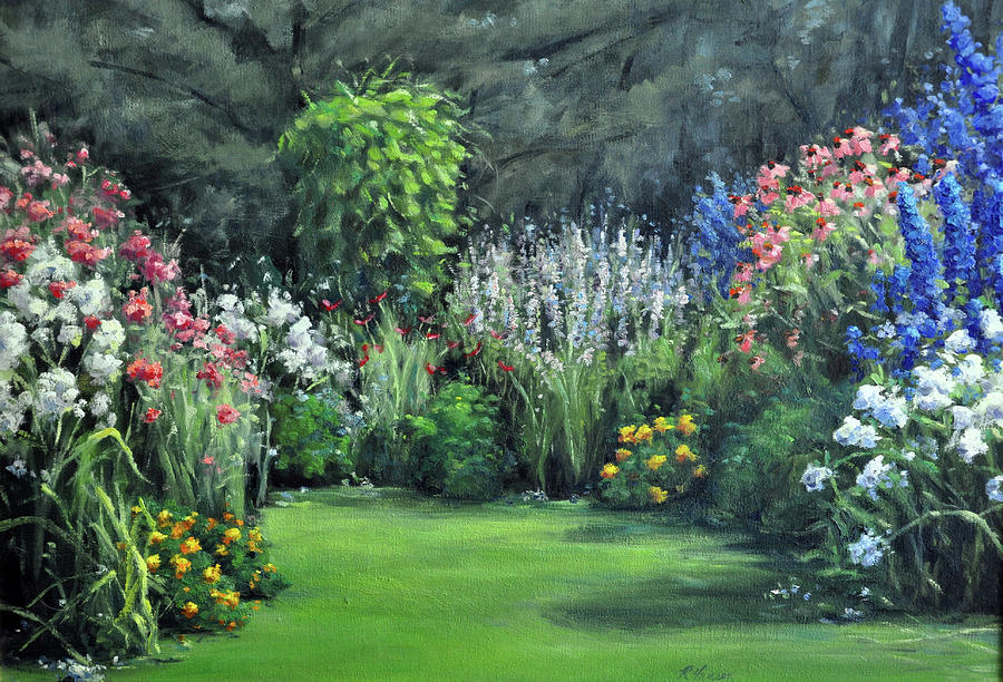 The Backyard Garden Painting by Rick Hansen