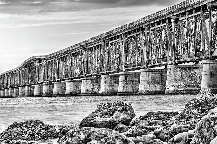 The Bahia Honda Bridge Black and White Photograph by JC Findley