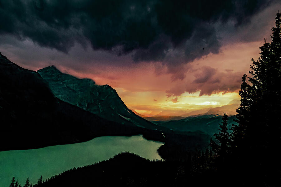 The Banff Wolf Lake Sunset  Silhouette Photograph by Norma Brandsberg