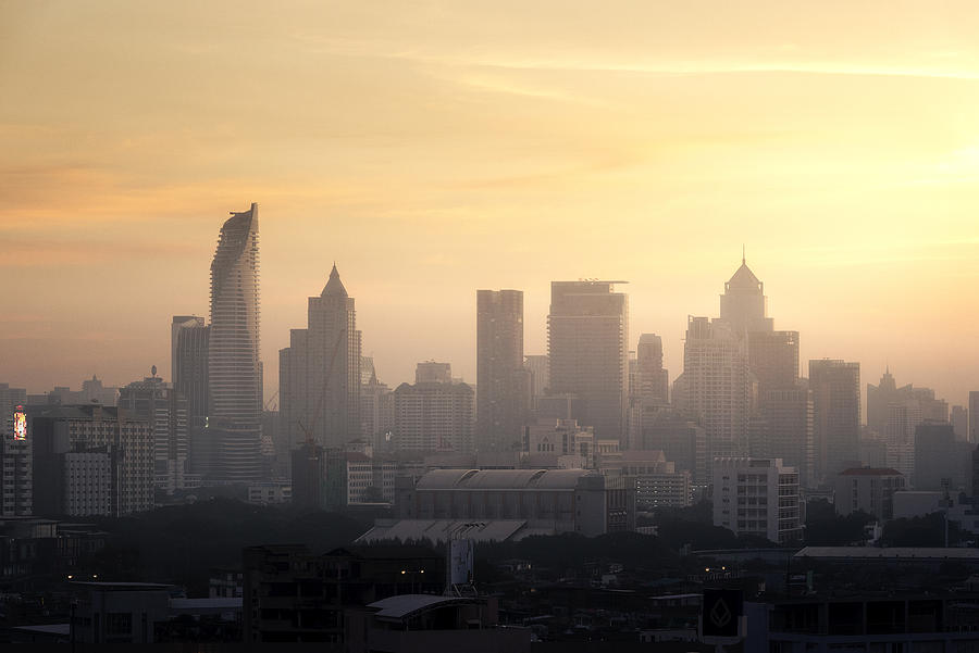 The Bangkok City in early Morning Photograph by Mr.Banyat Manakijlap