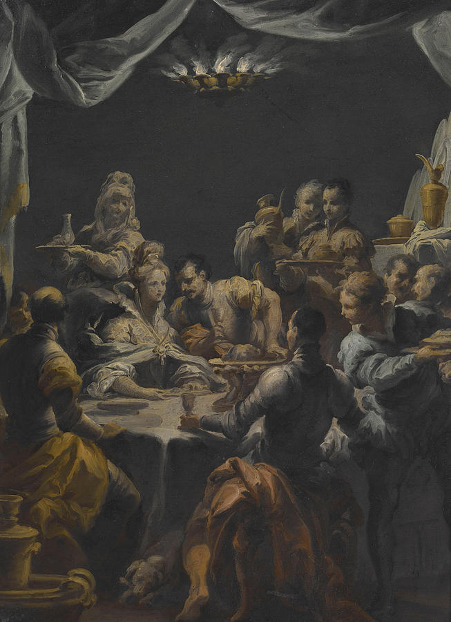 Giuseppe Painting - The Banquet of Ahasuerus  by Giuseppe Varotti  Italian