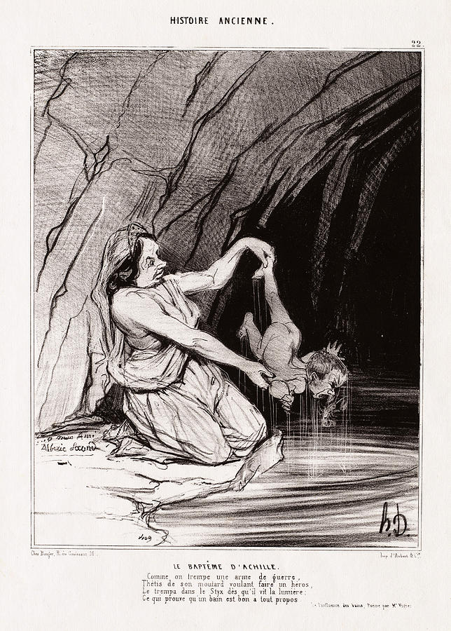 The Baptism of Achilles Drawing by Honore Daumier