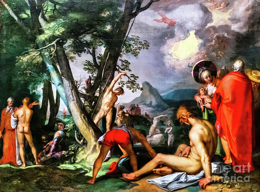 The Baptism of Christ by Abraham Bloemaert 1602 Painting by Abraham Bloemaert
