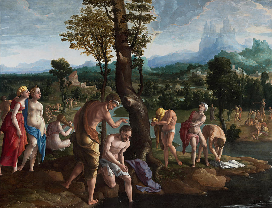 The Baptism of Christ in the Jordan Painting by Jan van Scorel - Pixels