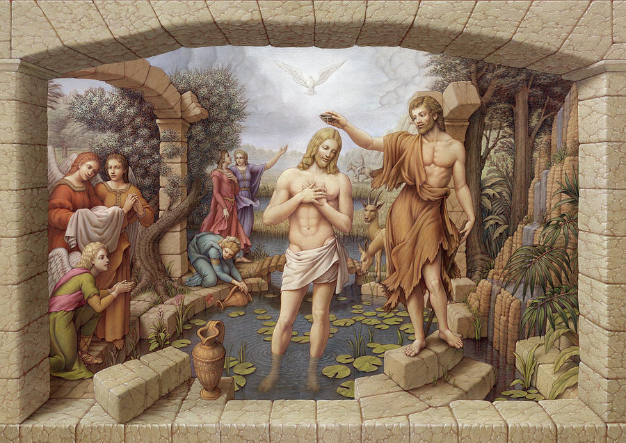 The Baptism of Christ Painting by Kurt Wenner