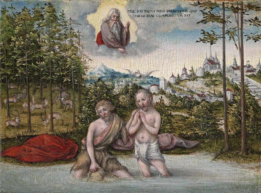 The Baptism of Christ Painting by Lucas Cranach the Elder