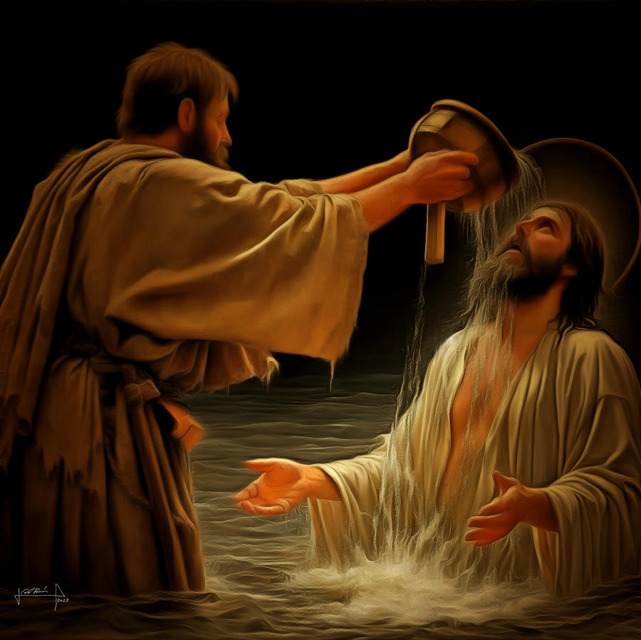 The Baptism of Jesus Painting by Charlie Roman