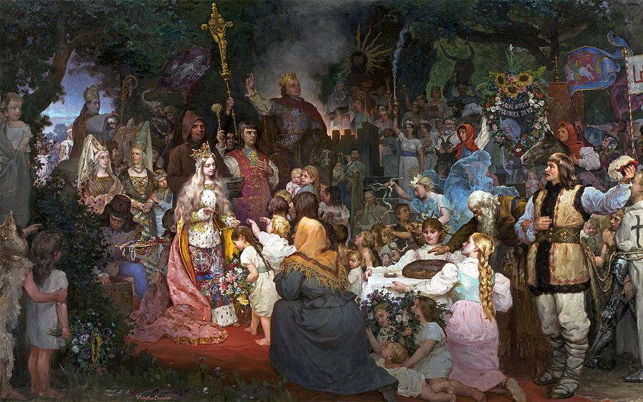 The Baptism of Lithuania Painting by Wladyslaw Ciesielski