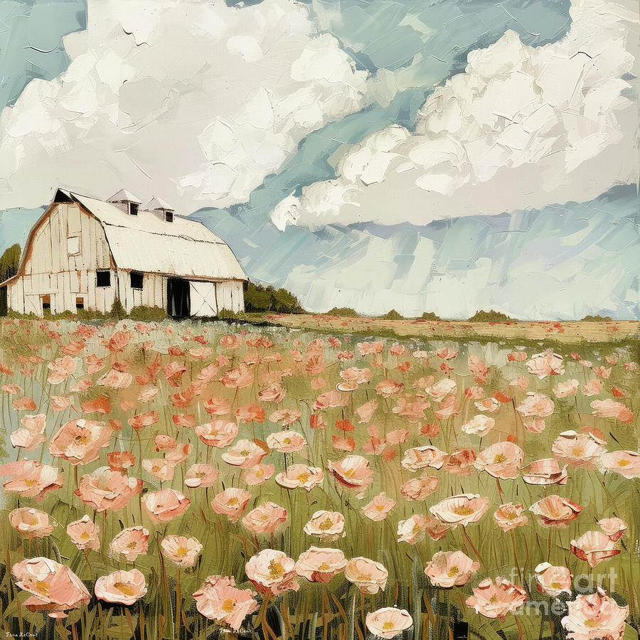 The Barn In The Poppies Painting by Tina LeCour