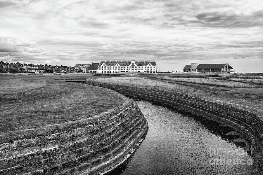 Golf Photograph - The Barry Burn Guarding the Right Side of the 18th Fairway Carnoustie - BW by Scott Pellegrin
