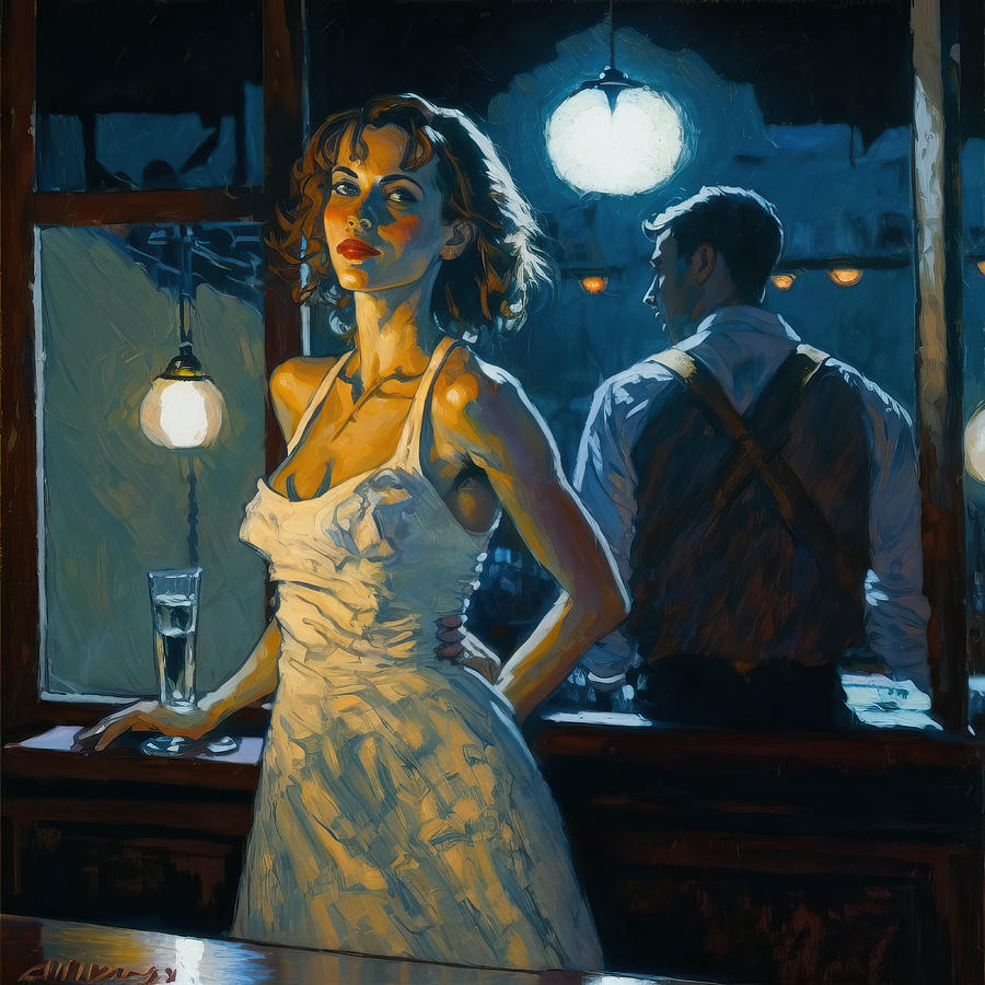 Lamp Painting - The bartender by My Head Cinema