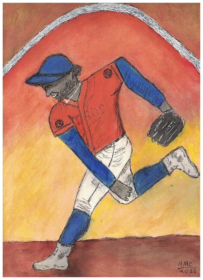 The Baseball Pitcher Drawing by Mary M Collins