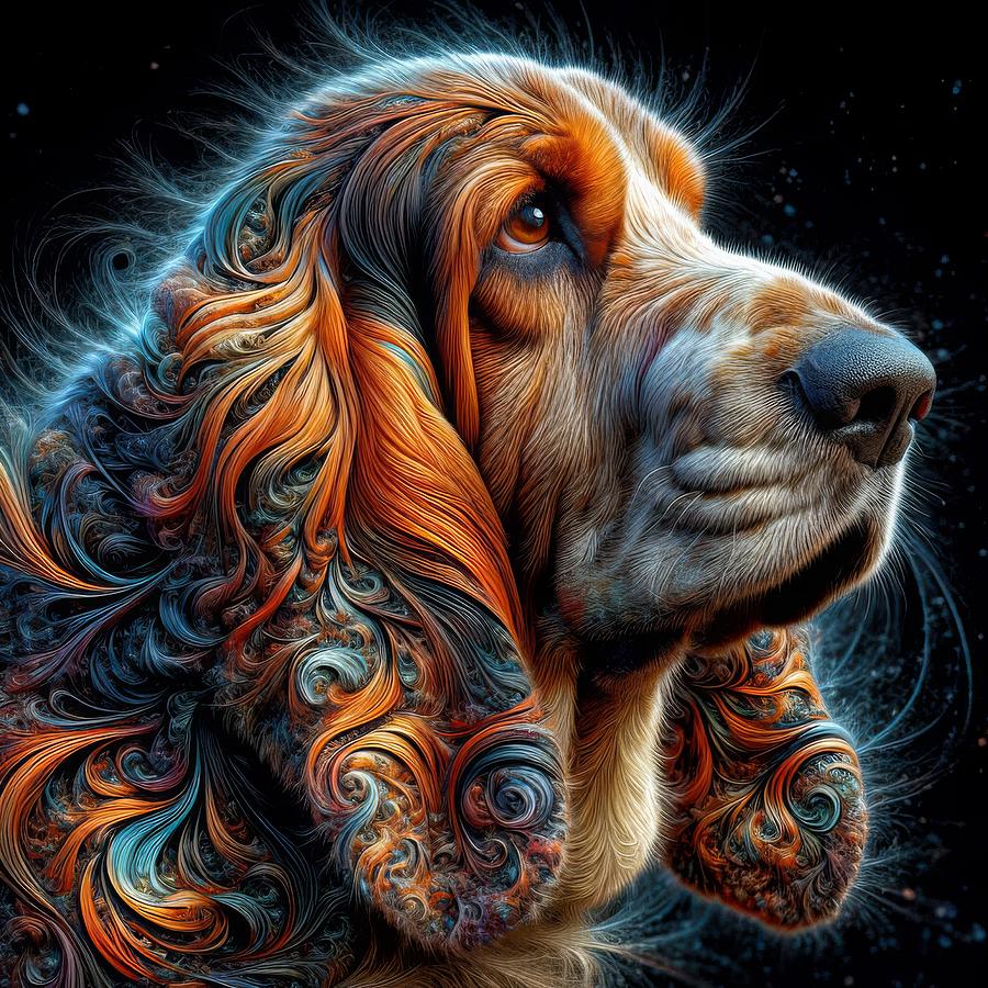 The Bassets Cosmic Coiffure Digital Art by Bill And Linda Tiepelman