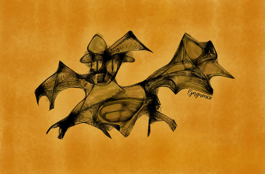 Funny looking bat want to be terifying Digital Art by Ljev Rjadcenko