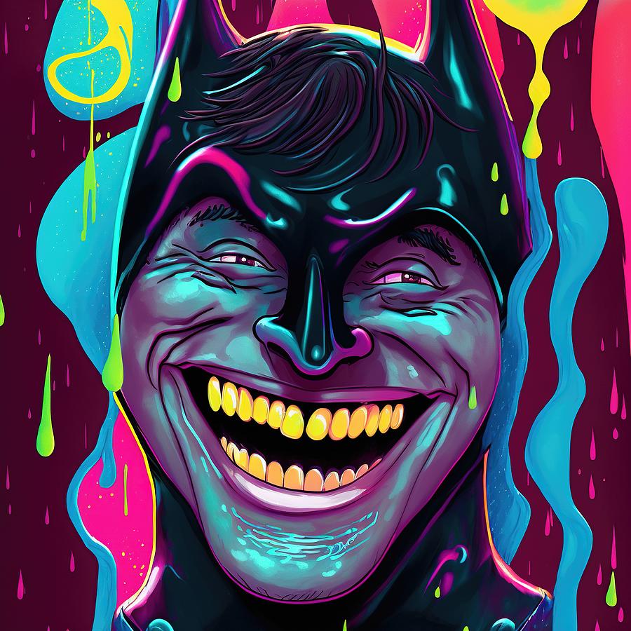The Bat Who Laughs At Themselves Issue 3 - Psychedelic Comic Book Caricature Portrait Digital Art