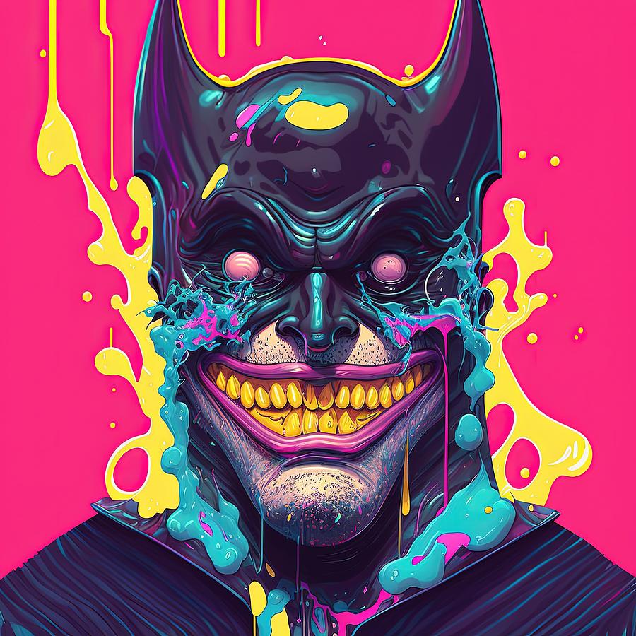 The Bat Who Laughs At Themselves Issue 4 - Psychedelic Comic Book Caricature Portrait Digital Art