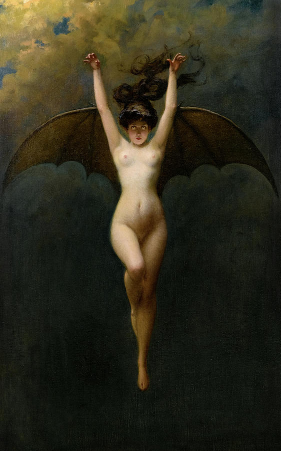 Bat Painting - The Bat Woman by Albert Joseph Penot