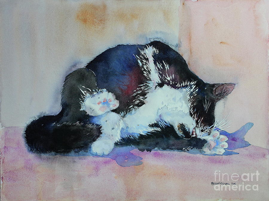 Cat Painting - The Bath by Marsha Reeves