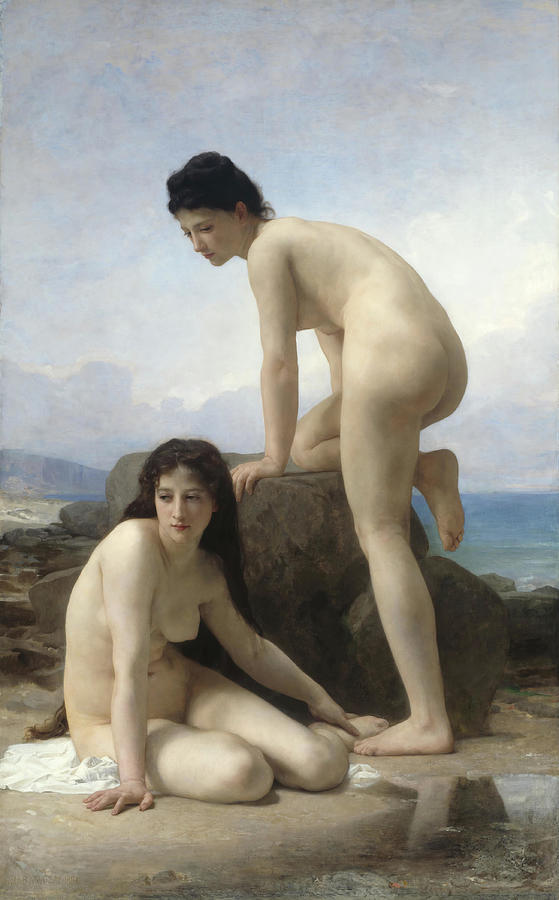 The Bathers. William Adolphe Bouguereau, French, 1825-1905. Painting by William Adolphe Bouguereau
