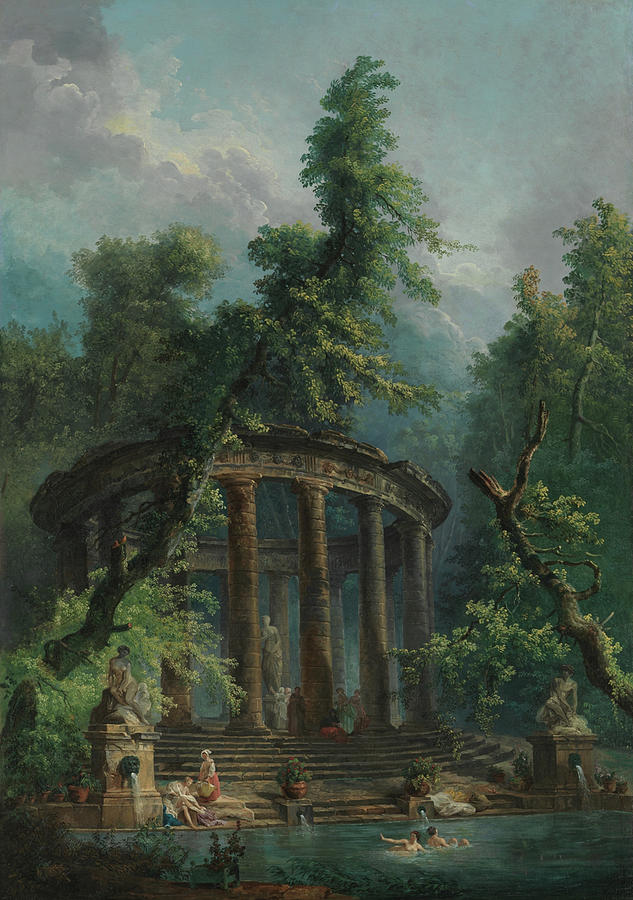 Hubert Robert Painting - The Bathing Pool, 1780 by Hubert Robert