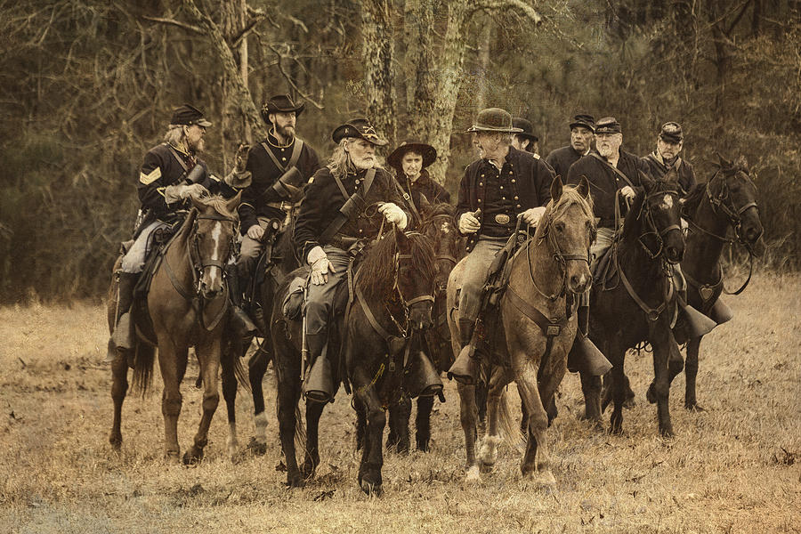 Flag Photograph - The Battle of Aiken - Union Army Horseback Riders 2 by Steve Rich