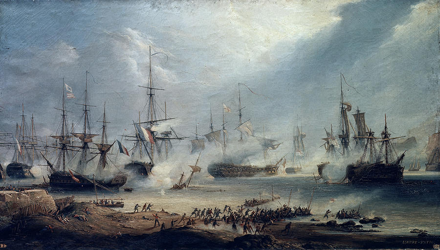 The Battle Of Algeciras On July 5, 1801 - Xix Century. Painting by Antoine Leon Morel-Fatio -1810-1871-