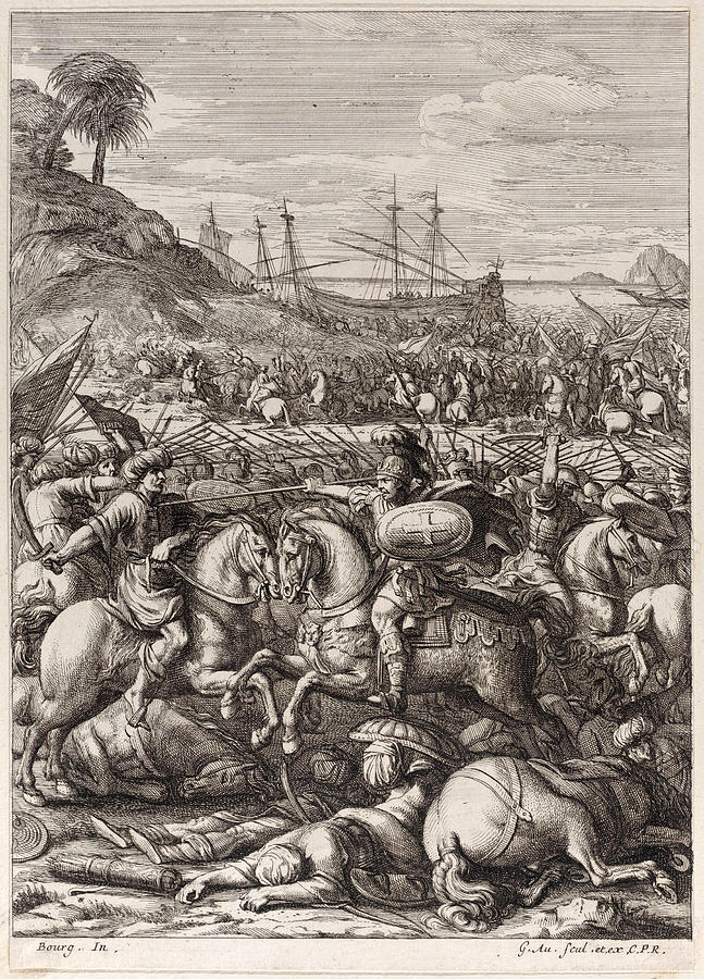 The Battle of Antioch  Drawing by Girard Audran