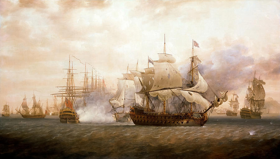 Nicholas Pocock Painting - The Battle of Frigate Bay by Nicholas Pocock by Mango Art