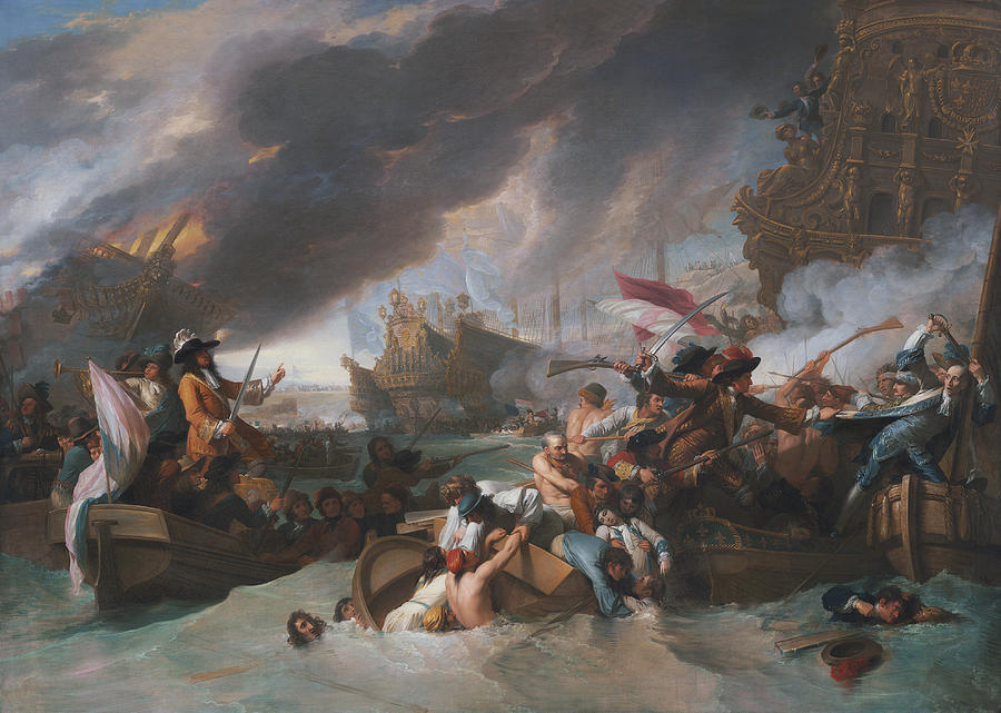 The Battle of La Hogue - Benjamin West  Painting by War Is Hell Store