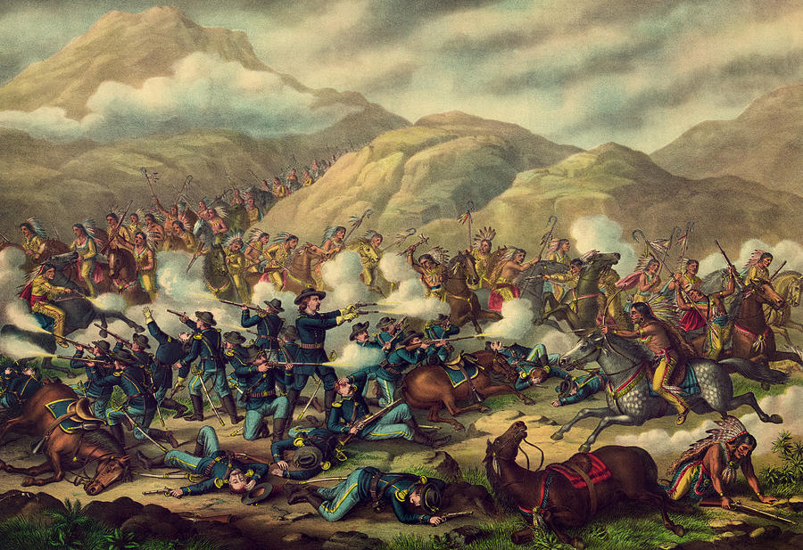 Battle Of Little Big Horn Painting - The Battle of Little Big Horn, 1876 by American School