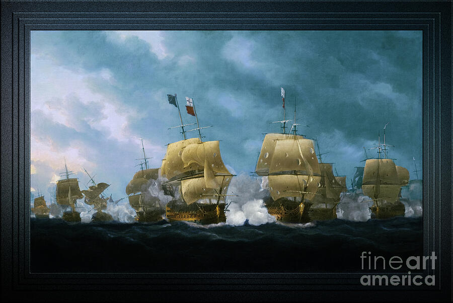 The Battle of Quiberon Bay by Nicholas Pocock Remastered Xzendor7 Classical Fine Art Reproductions Painting by Xzendor7