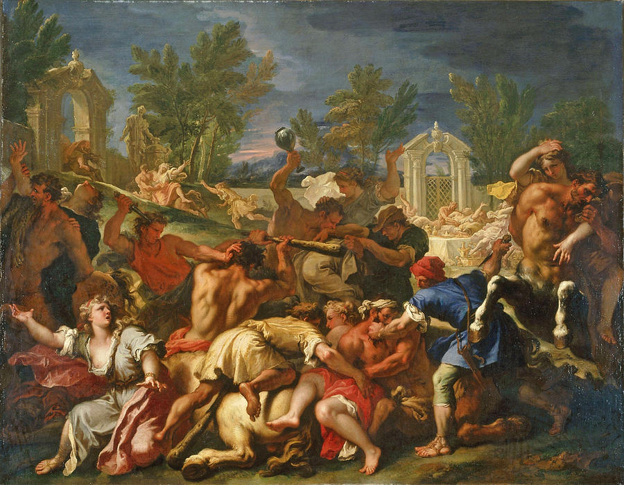 The Battle of the Lapiths and Centaurs Painting by Sebastiano Ricci