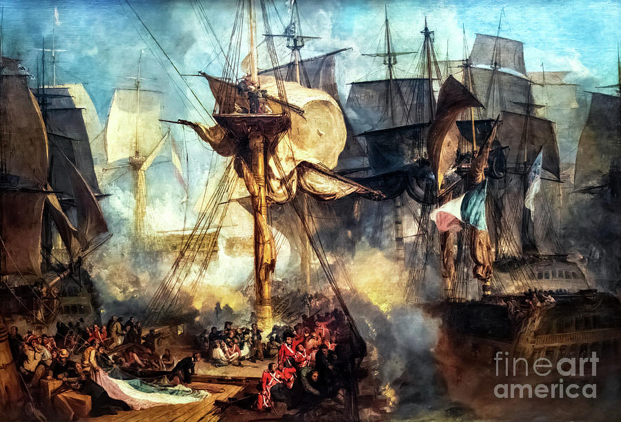 The Battle of Trafalgar as Seen from the Mizen Starboard Shrouds Painting by JMW Turner