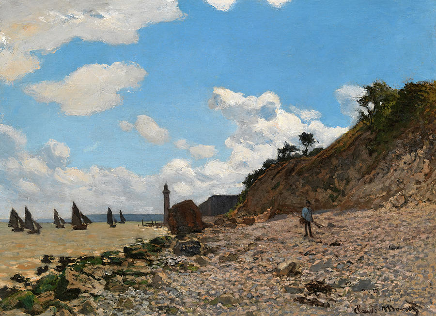 Claude Monet Painting - The Beach at Honfleur, 1864-1866 by Claude Monet