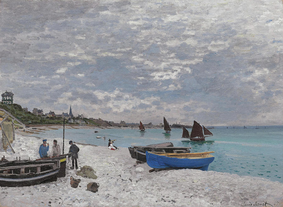 The Beach at Sainte-Adresse. Claude Monet, French, 1840-1926. Painting by Claude Monet