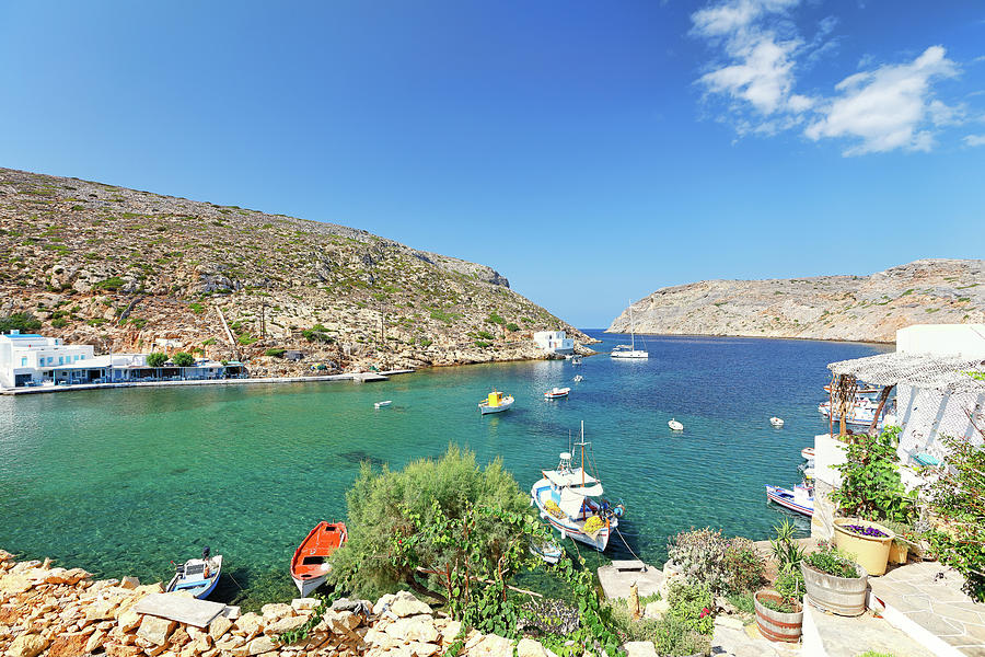 The beach at the village Cheronissos of Sifnos island, Greece ...