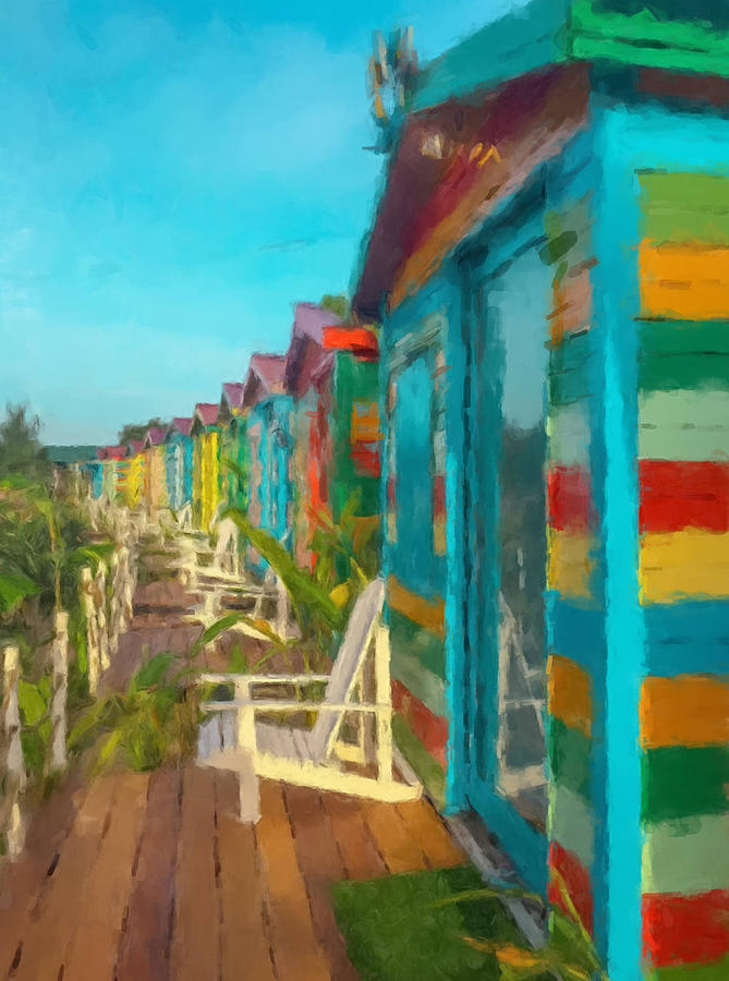 The Beach Cabins Painting by Gary Arnold