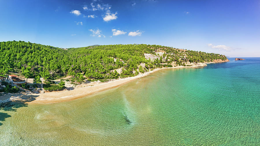 The beach Chrisi Milia of Alonissos from drone, Greece Photograph by Constantinos Iliopoulos