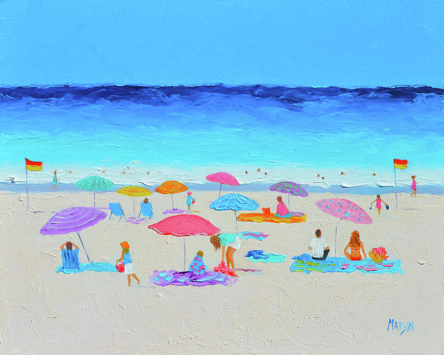 The Beach Holiday, beach scene Painting by Jan Matson