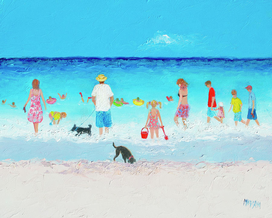 The Beach Parade, beach scene Painting by Jan Matson